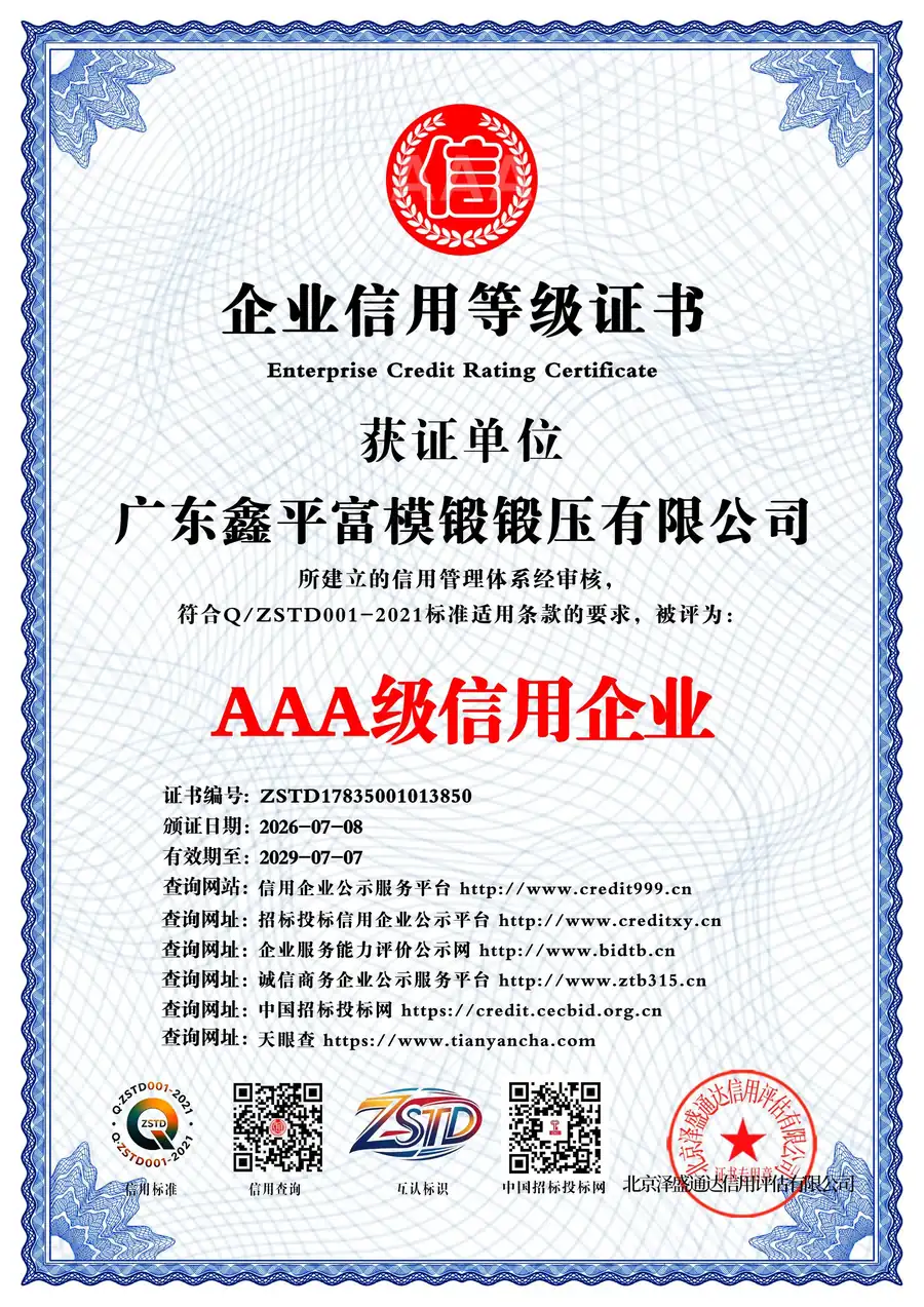 AAA Enterprise Credit Rating certificate