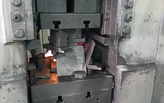 Forging die set mounted in the press