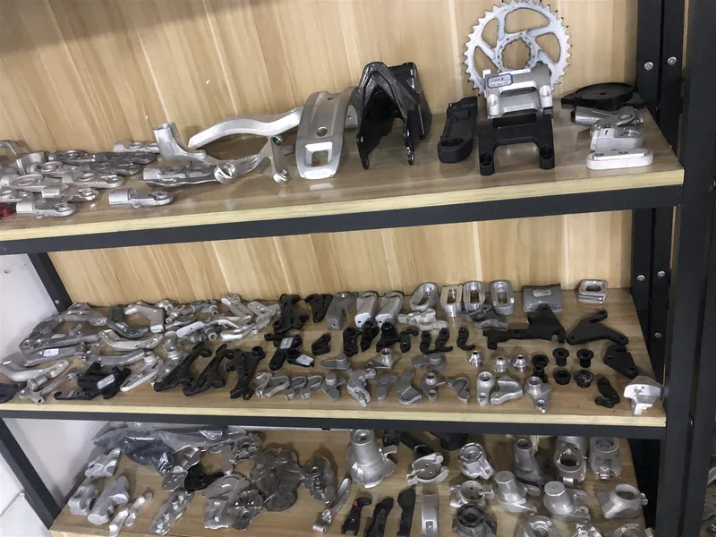 Custom forged aluminium parts on factory shelves
