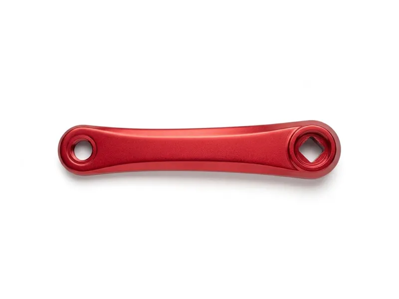 Red anodised forged aluminium bicycle crank arm