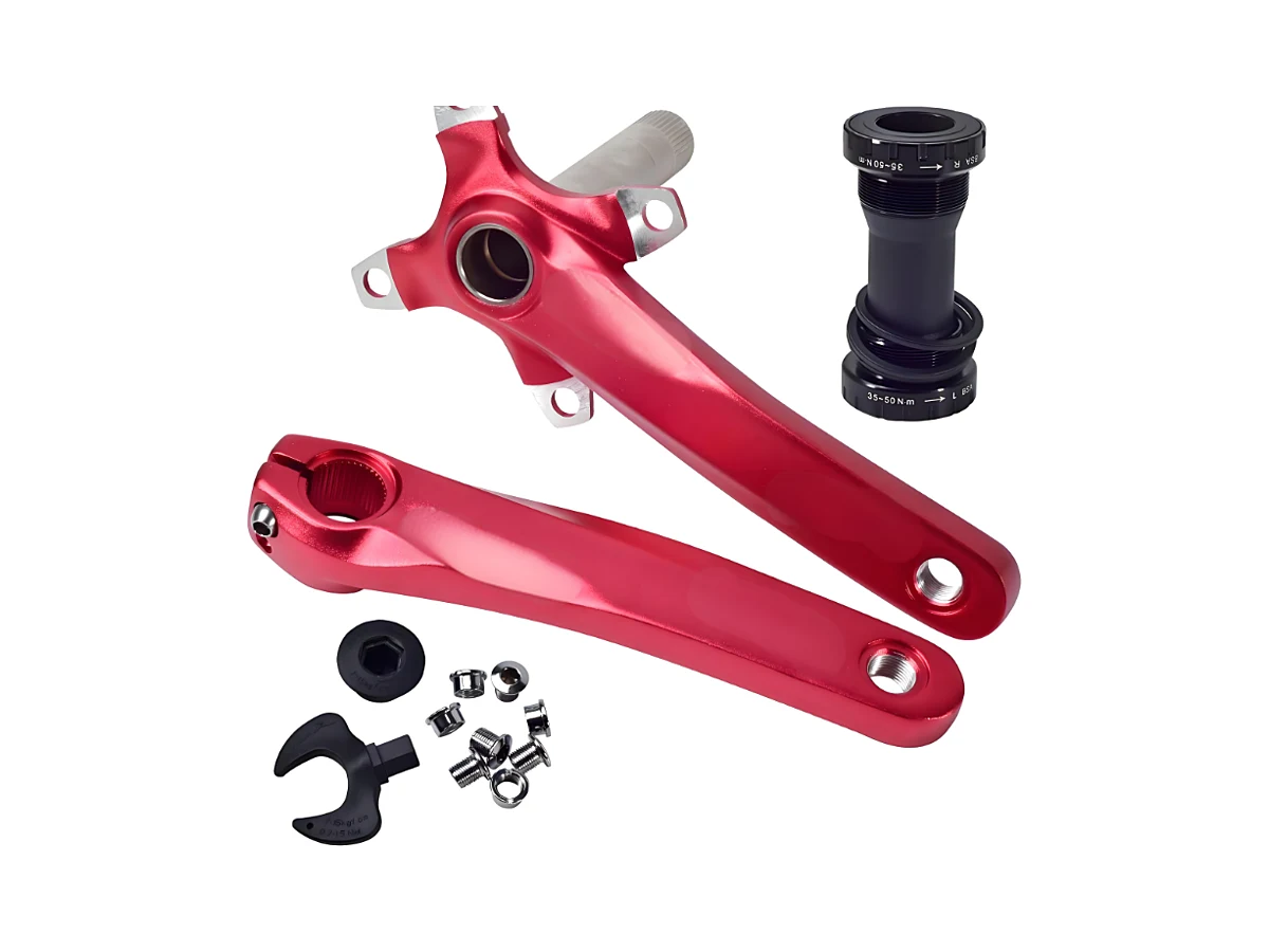 forged aluminum bicycle crank set red anodised