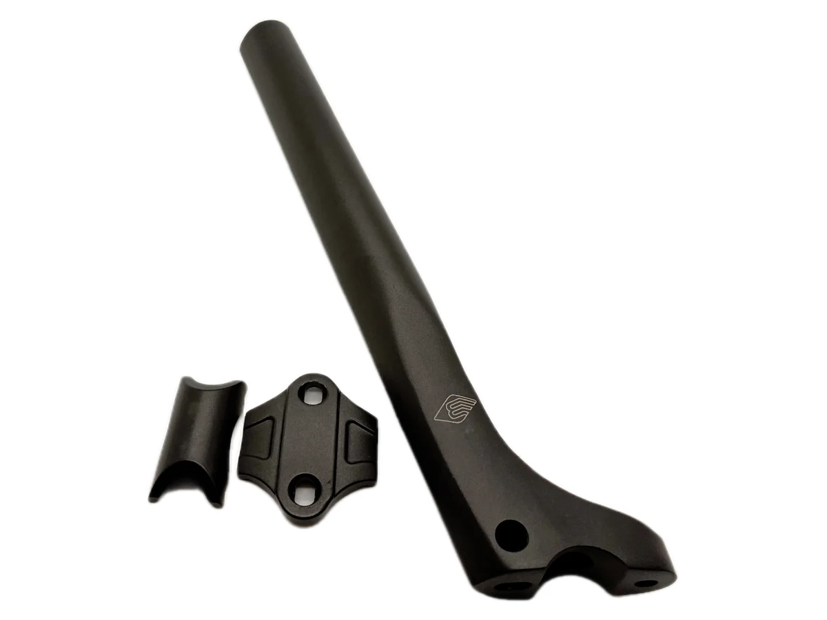 Forged aluminium two-piece seatpost assembly with rail clamp parts